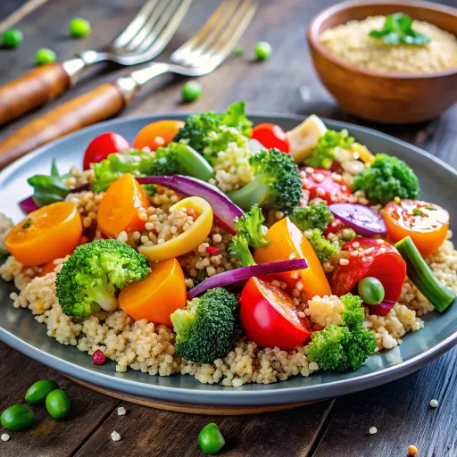 तिल क्रीम के साथ मसालेदार सब्जी क्विनोआ